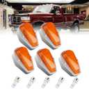 5pcs Cab Marker Roof Running Light Amber Cover Lens With T10 White LED Bulbs Replacement For 1973-1997 Ford F-150 F-250 F-350 F Series Pickup Super Duty Trucks