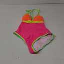 popvil One Piece Swimsuit Women 2025 Neon Color Block Contrast Cross Strap Bathing Suit Modest Cute Swim Suits (Small)