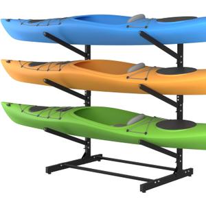 3-Levels Freestanding Kayak Storage Rack Adjustable SUP Canoe Stand