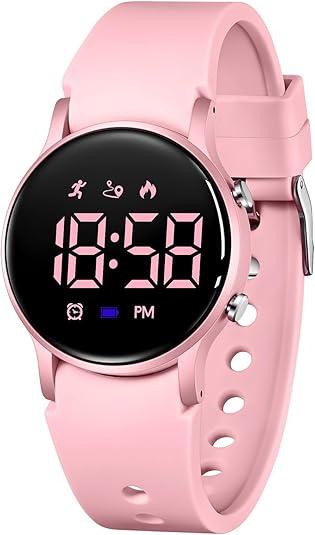 BEN NEVIS Kids Watch for Boys Girls Waterproof Digital Watch for Kids with Pedometer, Vibration Alarm Clock, Stopwatch, Calendar, No App for Ages 5-18, Pink