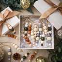 Leinuosen 24 Pcs Christmas Wood Bead Farmhouse Natural Boho Xmas Hanging Beads Ornaments Christmas Tree Wood Bead Hanging Decor for Home Xmas Tree Party Fireplace Garland Mantel Scandi Decor
