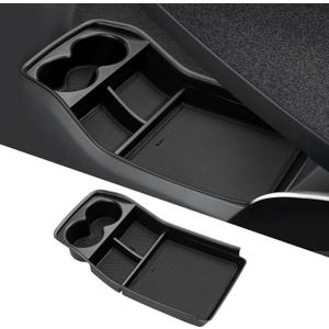 Autorder Lower Center Console Organizer for 2024-2026 Kia EV9 Accessories Bottom Center Console Insert Tray with Cup Holder Storage Box