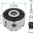 4 Inch Wood Lathe Chuck Set 1" x 8 tpi thread & 3/4"x16TPI Adapter, Nickel Plated Self Centering 4 Jaw Wood Turning Chuck set (2PCS jaws)
