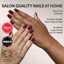 Glamnetic Press On Nails - Cherry Mocha | Dark Red Medium Square Fake Nails with a Glossy Finish, Salon Quality Halloween Nails | 15 Sizes - 30 Nail Kit with Glue