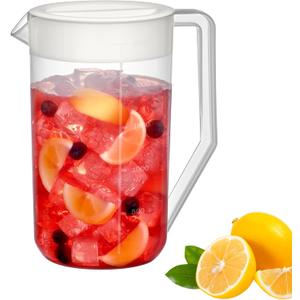 Amazing Abby - Kitchen Party - 2-Quart Plastic Pitcher (1-Pack), Unbreakable Water Pitcher with Lid, BPA-Free, Heat-Resistant, Dishwasher-Safe, Great for Both Iced and Hot Drinks, Indoors and Outdoors
