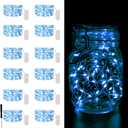 2 x 12 Pack Fairy Lights Battery Operated String Light7FT 20LED Waterproof Silver Wire Christmas Lights Outdoor,Firefly Mini Light for Bedroom Party Birthday Wedding Indoor Decorations Home Decor (Blue)