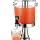2.2 Gallon Iced Beverage Drink Dispenser, Stainless Steel Water Jar with Stand, Iced Beverage Drink Dispenser for Parties, Commercial Hot Cold Juice, Hot & Cold Drinks