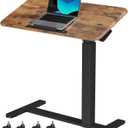 Mobile Standing Desk, Height Adjustable Left/Right Overbed Bedside Table, 90 Tiltable Portable Laptop Desk with Wheels, Foldable Computer Cart for Hospital Home Use, Rustic Brown