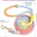 Dog Leash 6 FT Handmade Braided Cotton Rope Leashes for Small Medium and Large Dogs, New Golden Heavy Duty Metal Clasp, Colorful Macaron