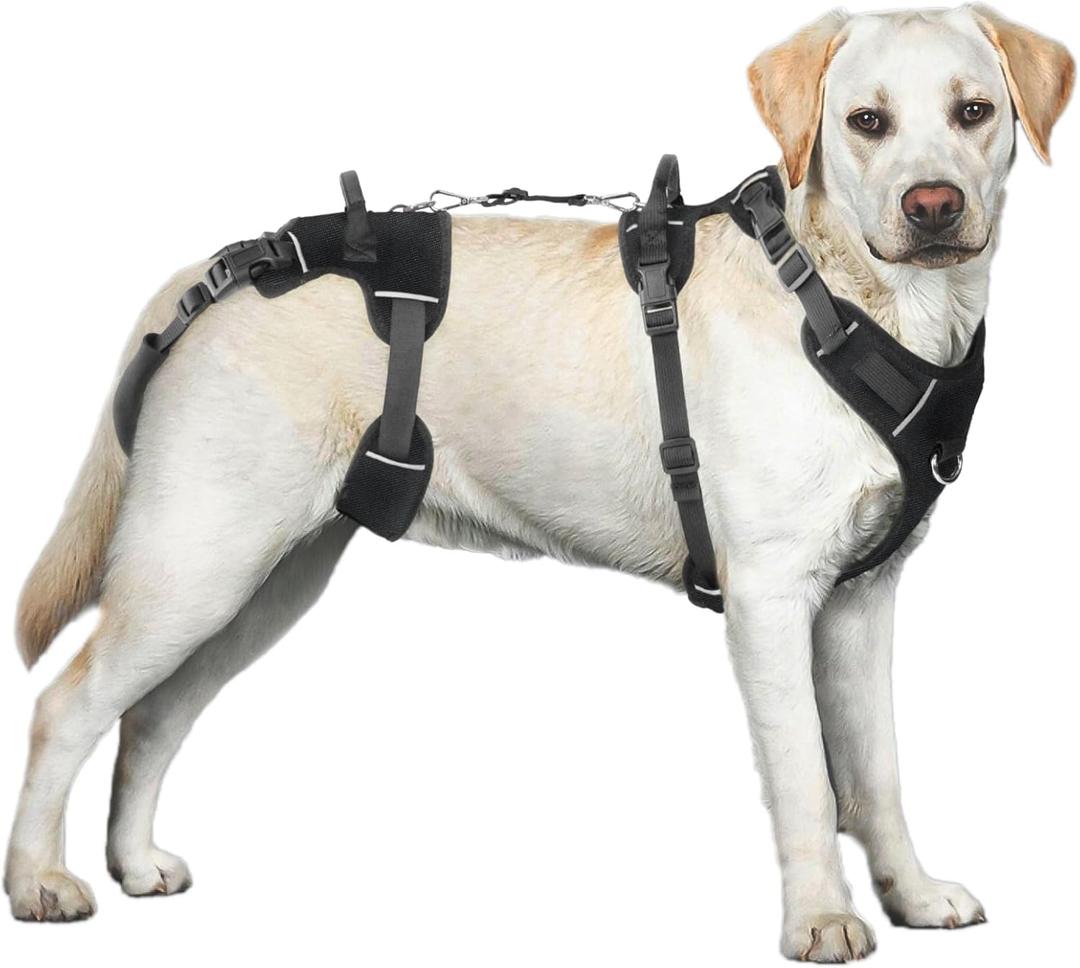 Dollephi Dog Lift Harness, Dog Lift Sling Carrier with Handle & Shoulder Sling, Support Harness for Rear Back Legs Helps, Disabled, Arthritis, Joint Injuries, Paralysis Up Stairs（Black, Extra Large）