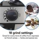 Hamilton Beach Electric Burr Coffee Grinder with Large 16oz Hopper & 18 Settings For 2-14 Cups, Stainless Steel (80385)
