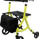 Walker for Seniors,Foldable Walker with Seat,8-inch Front Wheel,6-inch Rear Wheel,Height-Adjustable Seat,Equipped with Shopping Bag,for Elderly,Supports up to 300 lbs(Yellow-Standard Version)