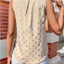 SweatyRocks Women's Polka Dots Sleeveless Blouses Cut Out Crew Neck Dressy Flowy Tops (Gold, L)