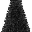 6ft Black Artificial Christmas Tree,Hinged Full Tree with Metal Stand Easy Assembly Xmas Tree for Indoor and Outdoor Decoration