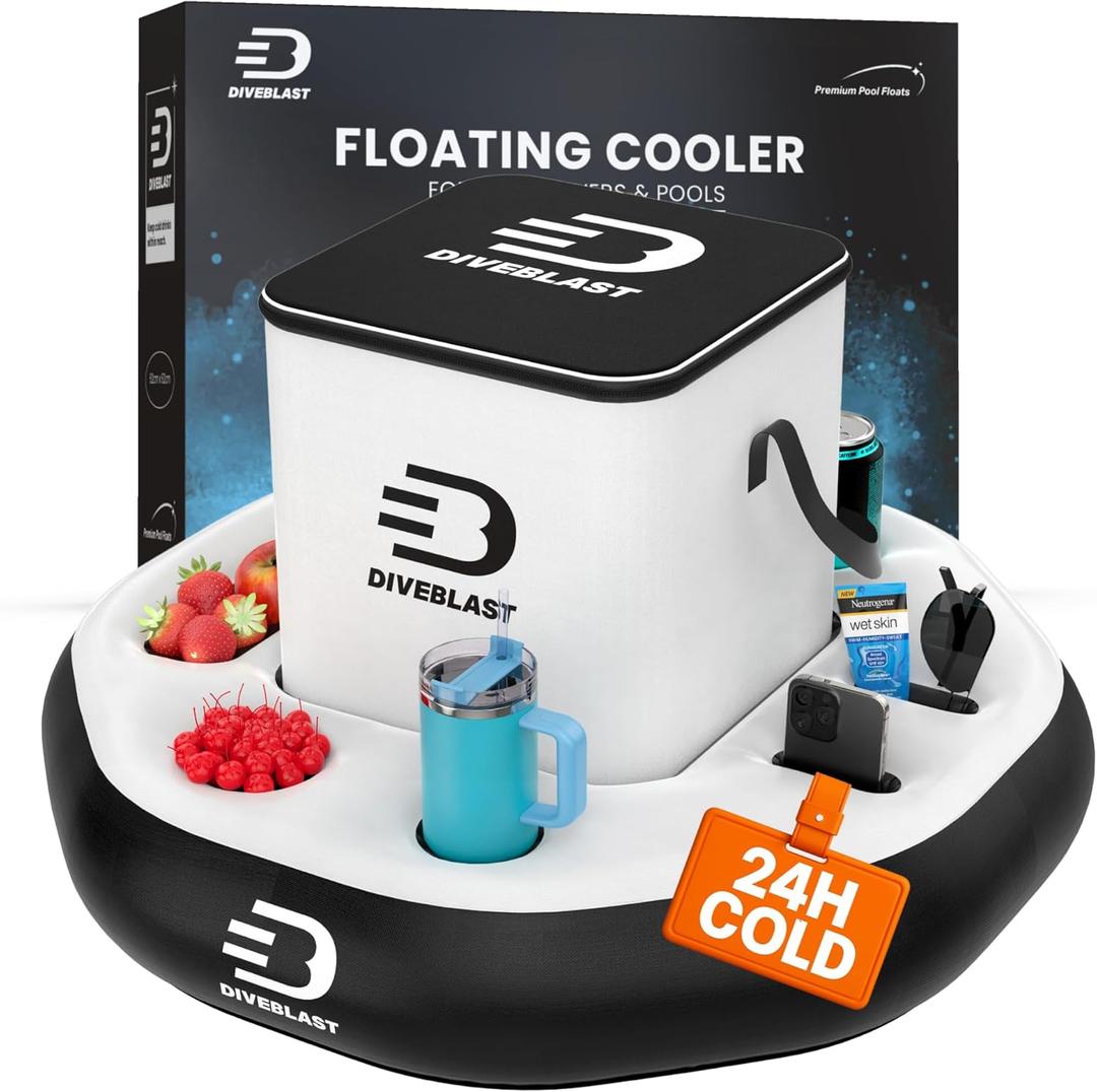 DIVEBLAST Floating Cooler for Pool, Lake, River & Kayak - Holds Up to 24 Cans with Ice - Leakproof Insulated Cooler for River Floating