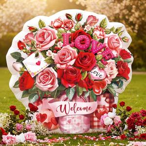 5.2 ft Valentine's Day Inflatable Flower Outdoor Decoration Blow up Mason Jar Flowers Built in LED Lights for Valentine's Day Spring Yard Lawn Supplies