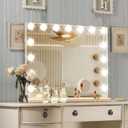 Hollywood Vanity Mirror with Lights, 15 Dimmable Bulbs3 Color LightsMake Up Lighted Mirror, Aluminum Metal Frame,USB Charging Port23" x 18" (White)