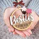 Forever Besties Ornament 2025, Holiday Friendship Gifts for Women, Soul Sisters, Girls, Wooden Friends Ornaments for Christmas Decorations, BFF Keepsake Ornament as Gifts for Her