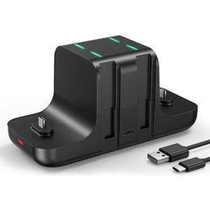 NEWDERY Controller Charger Dock for Nintendo Switch Pro Controller and Joy con, 6-in-1 Fast Charging Dock Station for Switch & OLED Model & Lite with Charging Indicator and Type C Charging Cable