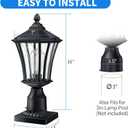 YSN Outdoor Post Lights 2 Pack, 16" Lamp Post Light Fixture, Black Pole Lights Outdoor, Waterproof Lamp Posts Outdoor Lighting with Pier Mount Base, Anti-rust Post Lamps for Outside Yard Garden Garage