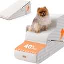 Gardner Pet Dog Stairs for Small Dogs 22.4" H, Large 2 in 1 Transformable 3-Step Pet Stairs and ramp, Dog Steps for High Bed (22-27") with Non-Slip Waterproof Cover CertiPUR-US Certified Foam,Checked