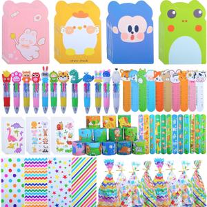 Stationery Party Pack, 24 Pack Birthday Goodie Bags with Multicolor Pen Mini Notebooks for Birthday Stuffers Rewards Prizes Party Favors