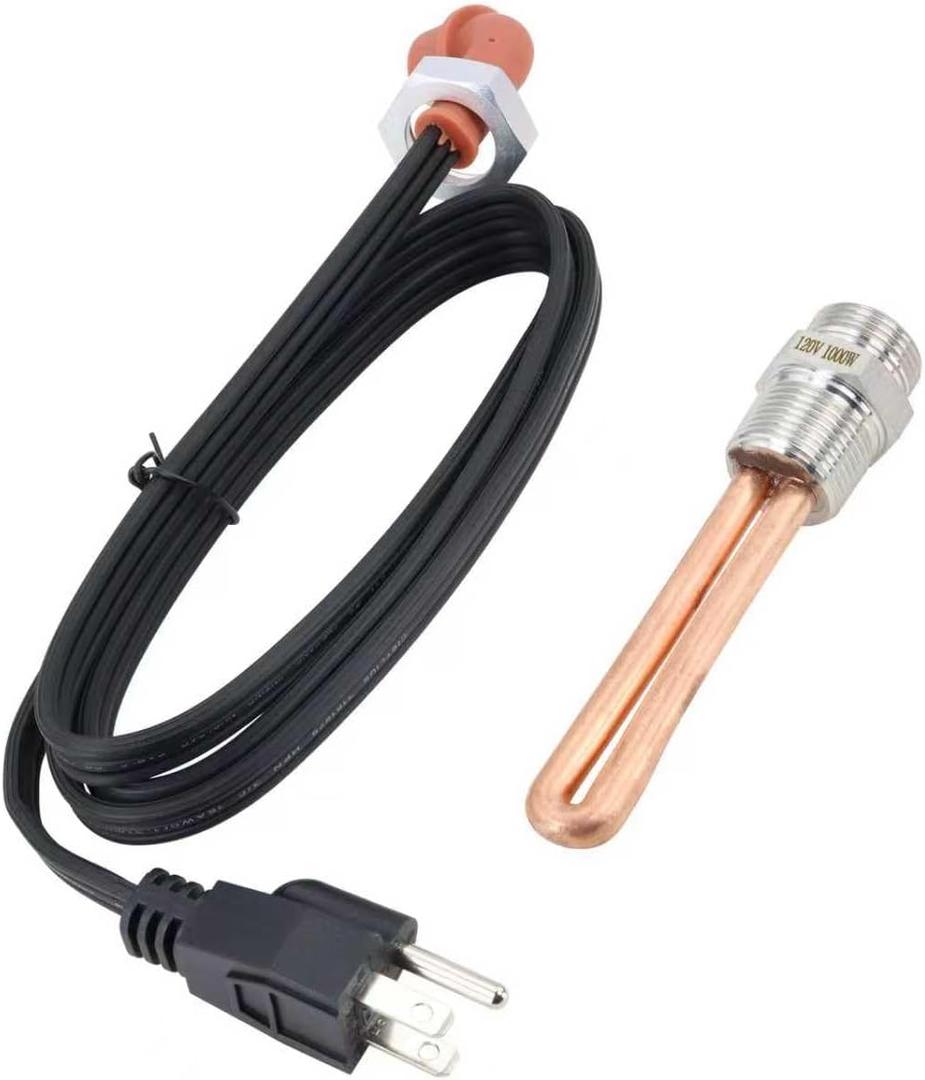 F7TZ-6A051-AA F7TZ6A051AA Engine Block Heater Assembly Heating Unit with Wiring Harness Compatibe with Ford F250 F350 Super Duty 7.3L Powerstroke Diesel 1995-2003 - 120V 1000W 3/4" NPT