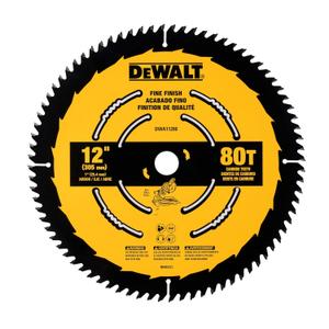 DEWALT 12 Inch 80T Carbide Circular Saw Blade, Fine Finish Saw Blade (DWA11280) (One Size)