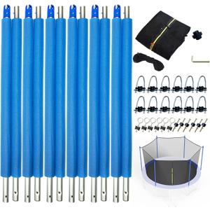15FT Trampoline Net and Enclosure Replacement With Clamps, Screws, Bolts, Tube Caps - Fits 6 Straight Poles for 15 Feet Round Trampoline Frame