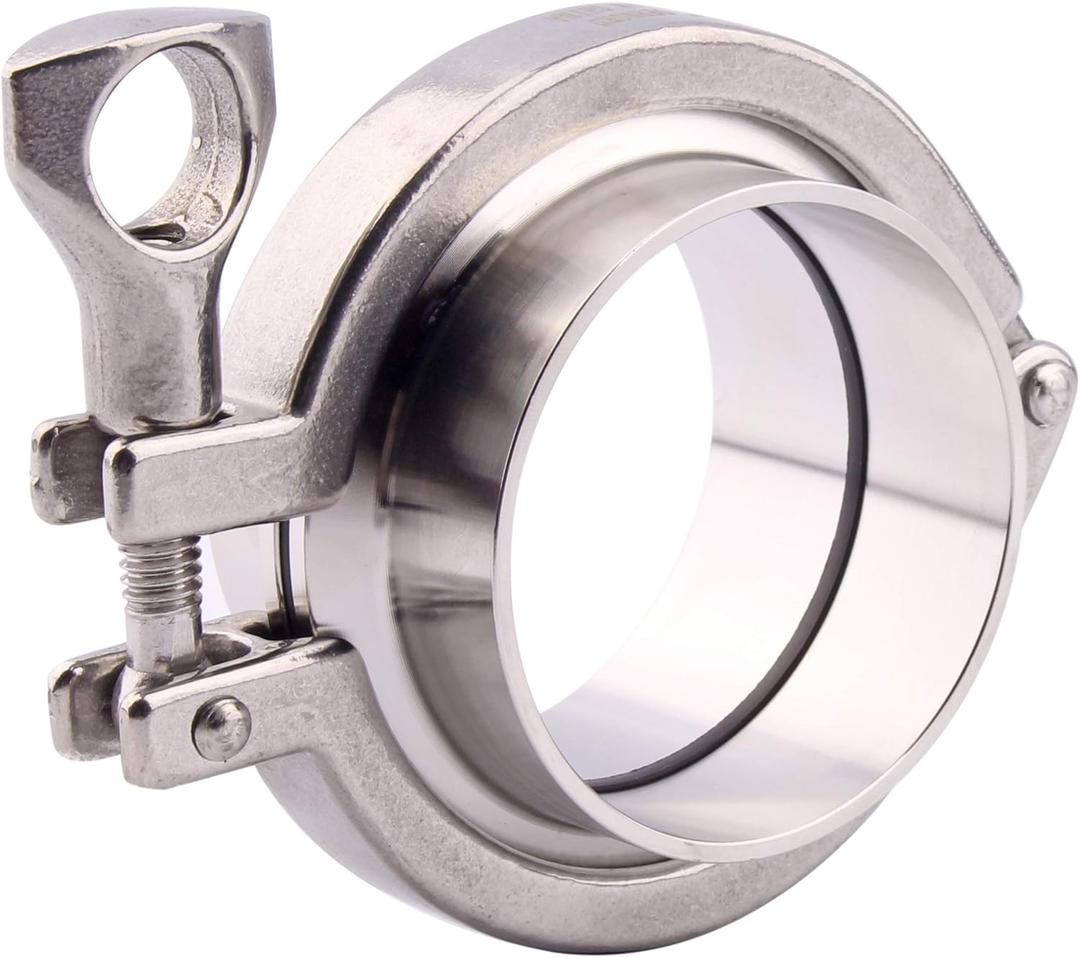 DERNORD Stainless Steel Tri-clamp (Tri-clover Clamp) + 2 Pcs SUS304 Sanitary Pipe Weld Ferrule + FKM Gasket (2.5 Inch)