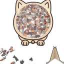 135-Piece Cat Shaped Wooden Jigsaw Puzzle - Morandi-Colored Wood Puzzle, Cute Animal Cats Wood Puzzles, Gift for C-at Lovers Home & Relaxation