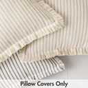 MIULEE Pack of 2 Black Pillow Covers 24x24 Inch Striped Farmhouse Couch Throw Pillow Covers with Fringe Chic Linen Decorative Cushion Eruo Sham for Sofa Living Room Bed Outdoor Home Decor