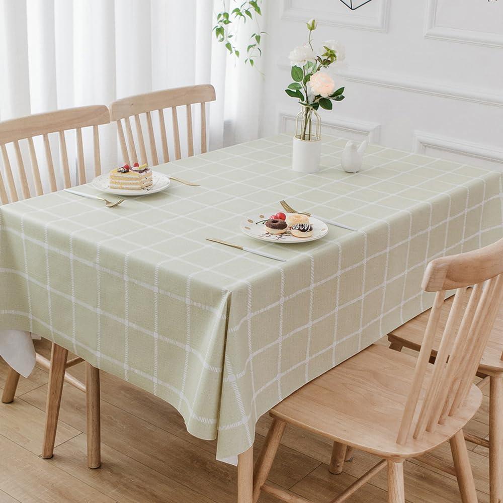 TruDelve Vinyl Table Cloth Sage Green Plastic Table Cover Rectangle Tablecloth Waterproof Outdoor Tablecloths Picnic Tables Cover (54'' x 78'', Plaid-3)