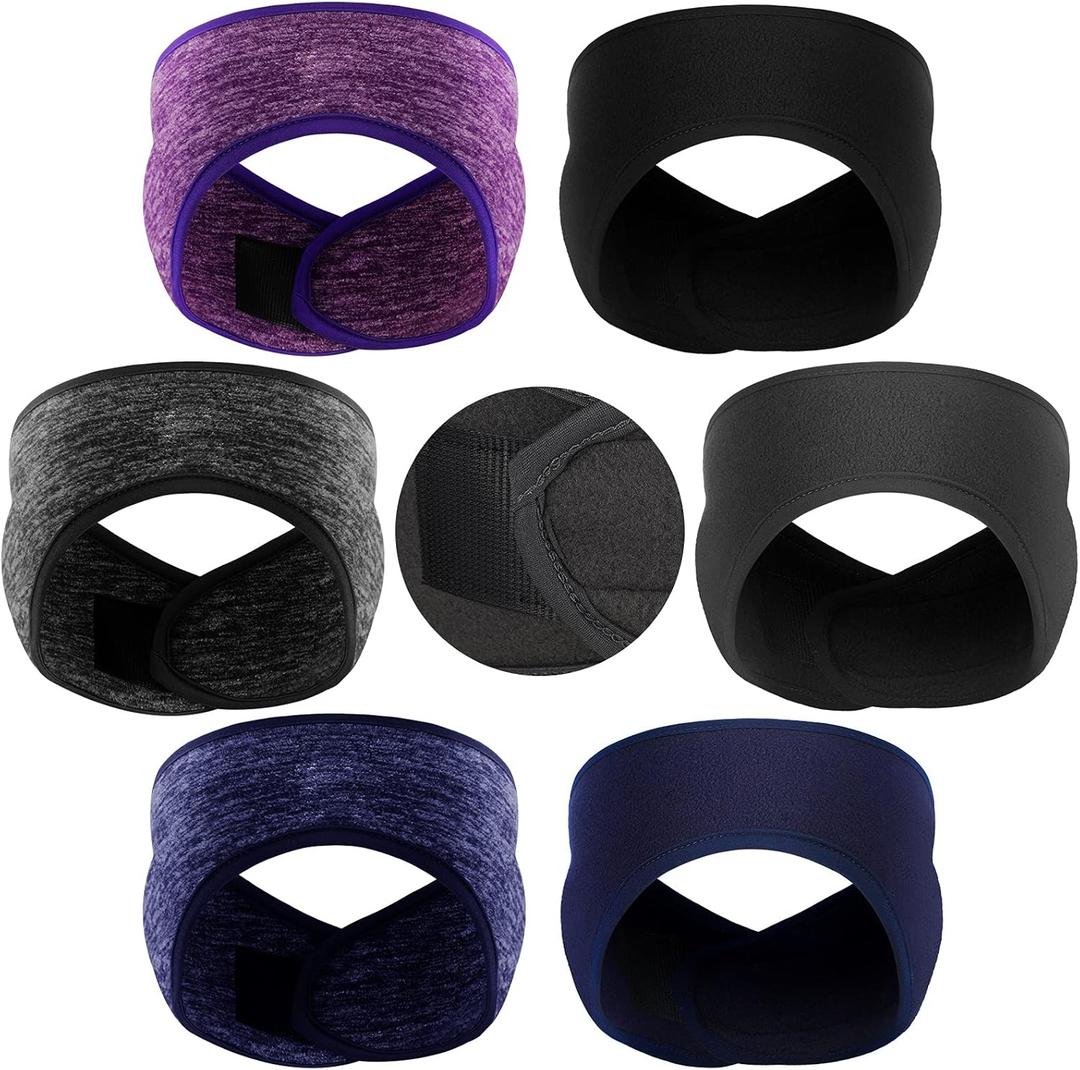 SATINIOR 6 Pcs Winter Ear Warmer Headband Adjustable Stretchy Ear Muffs Full Cover Sweatband for Women Men Outdoor Activity (Assorted)