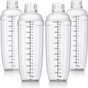 Lallisa 4 Pcs Plastic Cocktail Shaker Hand Drink Mixer Bubble Tea Shaker with Scales and Strainer Top Clear Cup with Measurements Mixing Tool for Tea Coffee Milk(1000 Cc/ 34 oz)