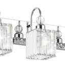 Ralbay Chrome Crystal Bathroom Vanity Light - 3-Lights, 24" Modern Wall Light Fixtures