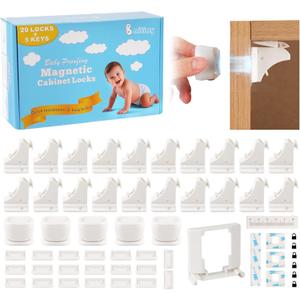 20 Pack Magnetic Cabinet Locks Baby Proofing - Baitiny Child Proof Cupboard Drawers Latches - Adhesive Easy Installation