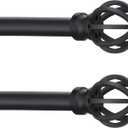 Black Curtain Rods for Windows 28 to 48 Inch, 2 Pack 5/8" Diameter Heavy Duty Metal Adjustable Small Drapery Rod With Bracket