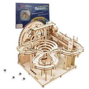 AIJUYE 3D Wooden Puzzles for Adults Marble Run Kit - 159pc 4 Steel Marbles Build Mechanical Maze Model STEM Toys for Teens Adults, 4hr Challenge, No Glue Needed & Desk Kinetic Art, Ages 14+