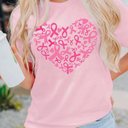 Womens Breast Cancer Shirts Heart Pink Ribbon Tshirt Cancer Awareness Tee Tops
XL