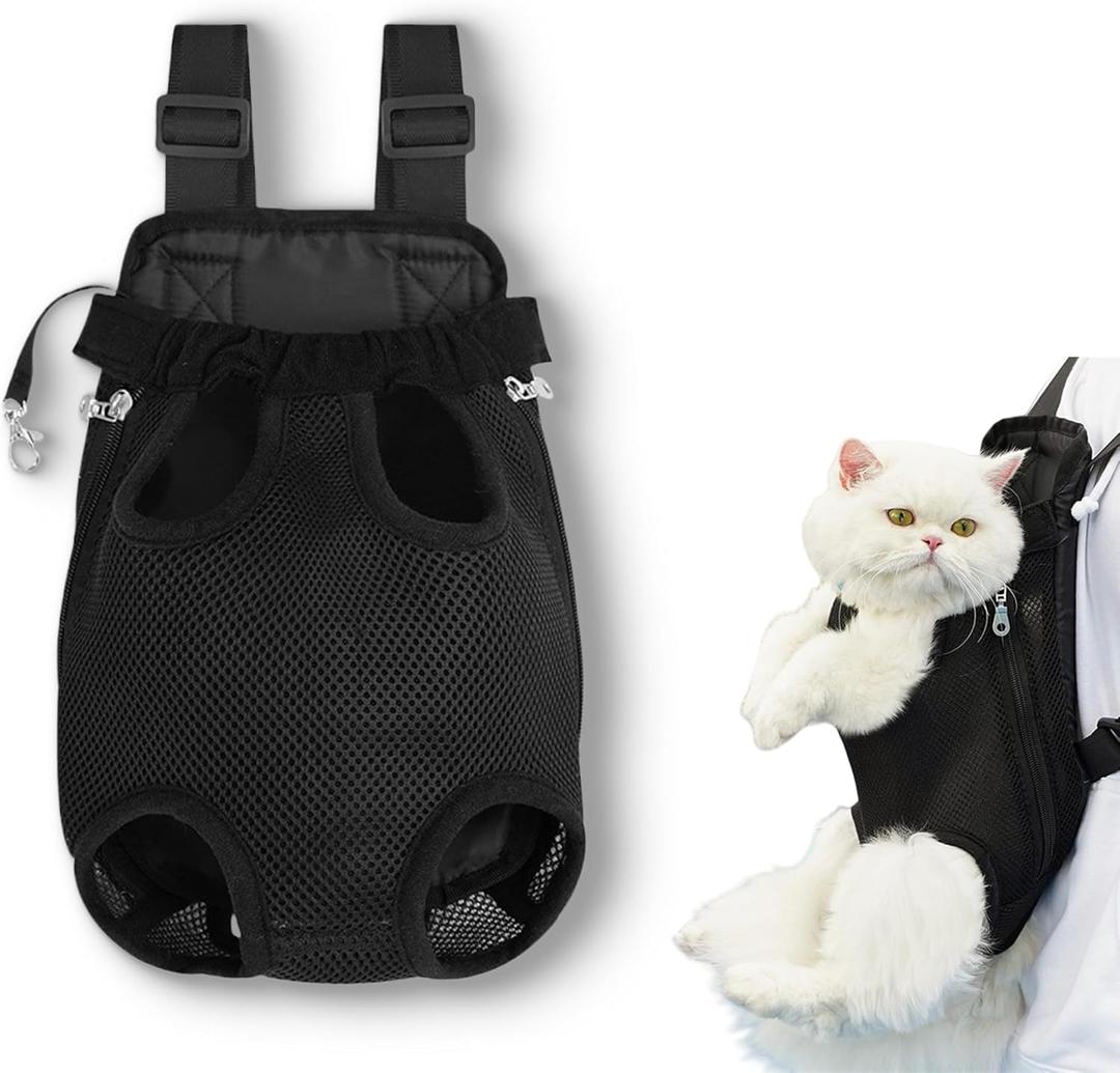 Furry Pawsy Carrier, Furry Pawsy Cat Carrier, Dog Backpack Carrier for Outdoor, Pet Slings for Small Dogs & Cats with Adjustable Straps, Breathable & Skin-Friendly (Black,Medium)