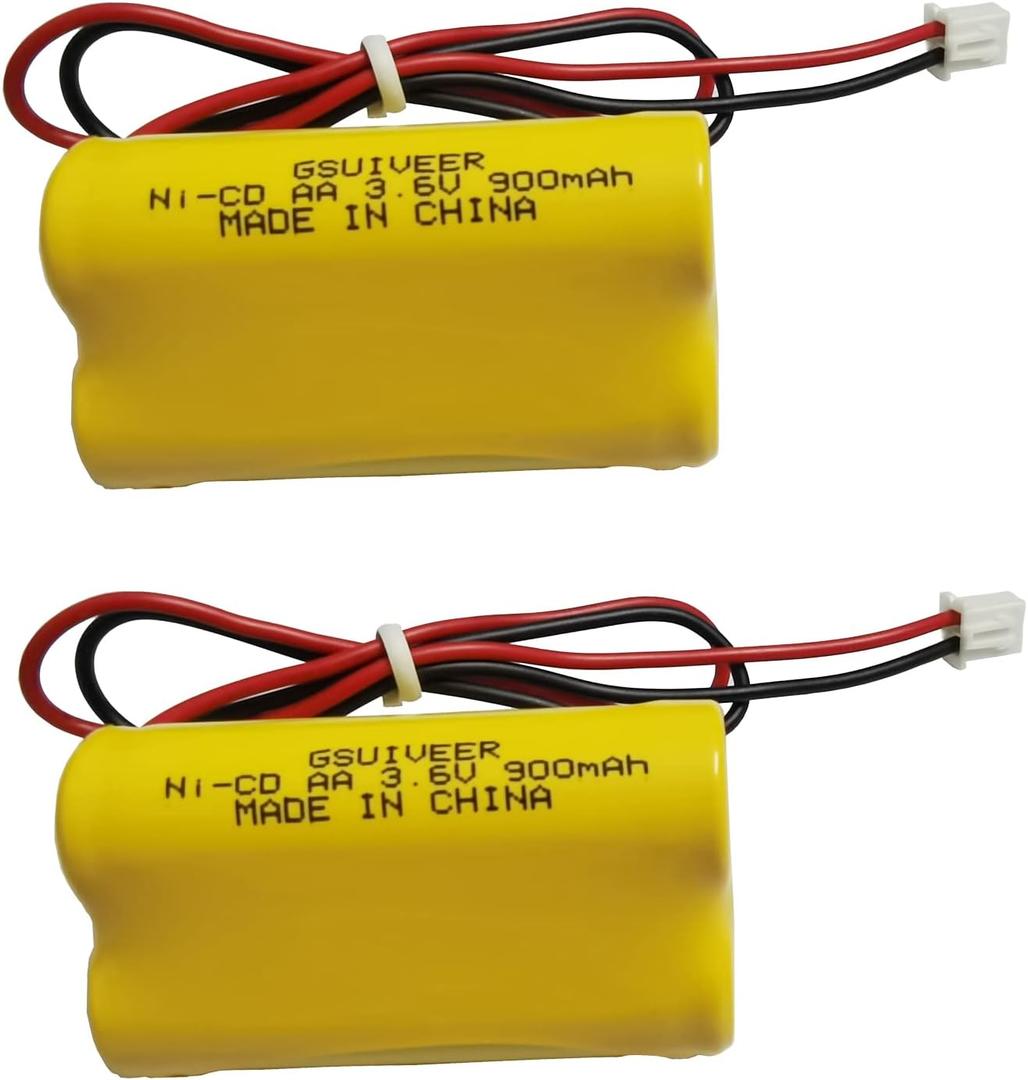 3.6V 900mAh Ni-Cd Exit Sign Emergency Light Battery Pack Compatible Unitech 6200RP Lowes OSA230 Lowes 253799 Unitech LEDR-1 (2 Pack)
