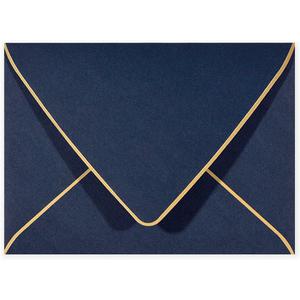 A6 Navy Envelopes With Gold Border, 4x6 Envelopes 50 Pack -Quick Self Seal, For 4x6 Cards|Perfect for Weddings, Invitations, Photos, Baby Shower| 6.5 x 4.75 Inches (Noble blue)