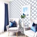 7 x Safiyya 393" x17.7" Wavy Wallpaper Blue and White Wall Paper for Bathroom Peel and Stick Wallpaper Geometric Stripe Removable Modern Contact Paper for Bedroom