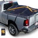 The Heavy Duty X-Cover by TRPx - Trailer and Truck Bed Cover Large - Integrated Heavy Duty Black Tarp and Tie Down System. Fits: Standard Bed, Long Bed Trucks and Utility Trailers up to 8' Long.