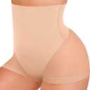 SHAPELLX Tummy Control Shapewear Underwear for Women Body Shaper Panty High Waisted Compression Girdle (Nude Beige Small)