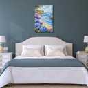 Coastal Canvas Wall Art Hydrangea Pictures Wall Decor Beach Landscape Paintings Seascape Poster Prints for Living Room Bedroom Bathroom Decor Framed(Ocean-1,16.00" x 24.00")