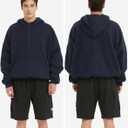 FAIABLE Mens Hoodies Half Zip Up Oversized Sweatshirts Fleece Cotton Quarter Zip Hoodie Pullover Fall Winter Outfit (Black, M)