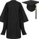 Unisex Classic Black Matte Graduation Master Cap and Gown with Year Tassel Set for Degree Regalia (42)