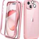 Diaclara Designed for iPhone 15 Case, Full Body Rugged Case with Built-in Touch Sensitive Anti-Scratch Screen Protector, with Camera Lens Protector for iPhone 15 6.1" (Coral Pink)